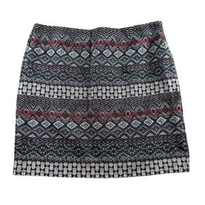 J Jill Petite Tribal Geometric Mini Skirt Large Aztec lined Southwest boho black